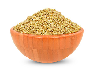 coriander in a wooden bowl