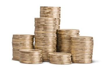 Coin. Gold coins, isolated on white