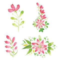 watercolor flowers in different styles