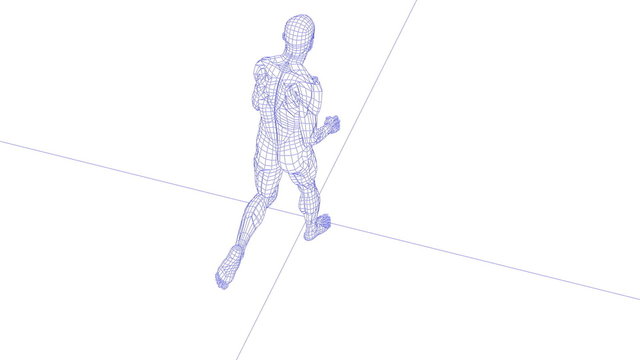One wireman running rotating camera above view, loopable
