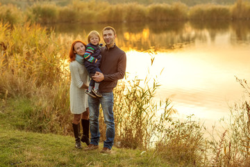 Young Attractive Parents and Child Portrait