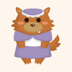 Wolf in Little Red Riding Hood theme elements