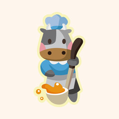 animal cow chef cartoon theme elements