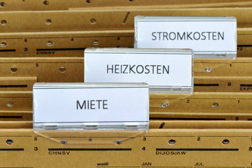 Miete. Heizkosten, Stromkosten, Nebenkosten, Wohnung, Ordner
