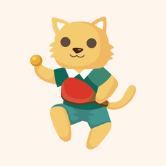 Animal cat doing sports cartoon theme elements