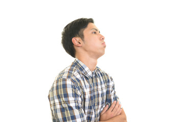 疲れた表情の男性