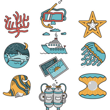 Sea leisure flat design icons