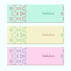 Set of invitation cards with floral ornament