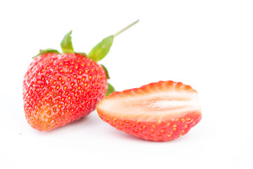 Closed up strawberry on white