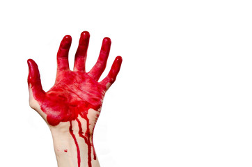 Bloody hand isolated on white - 80163983