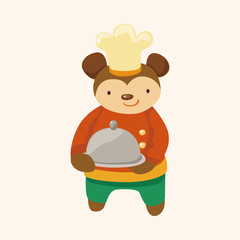 animal monkey chef cartoon theme elements