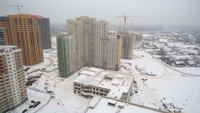 New residential district in winter, view from above.