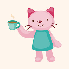 animal having afternoon tea theme elements