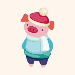 animal winter cartoon theme elements