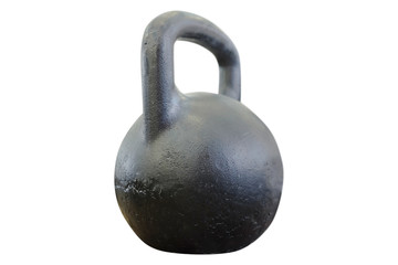 Obraz na płótnie Canvas Large black kettlebells in weights room at the gym