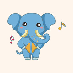 animal playing instrument cartoon theme elements