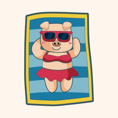 animal summer cartoon theme elements