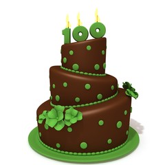 Birthday cake with number one hundred