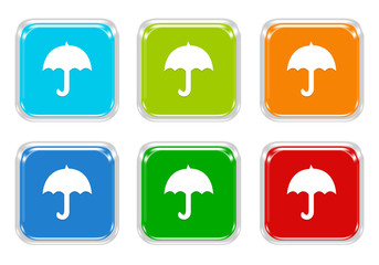 Obraz premium Set of squared colorful buttons with umbrella symbol