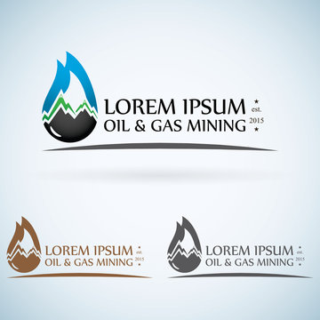 OIl Gas Company Vector Logo Design Template Color Set.