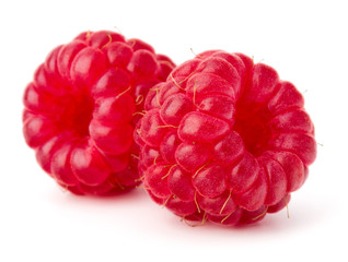 ripe raspberries isolated on white background close up