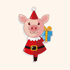 animal cartoon christmas style theme elements
