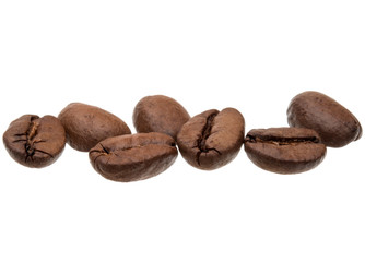 roasted coffee beans isolated in white background cutout