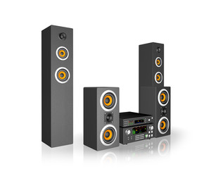 Home cinema speaker system. Loudspeakers, player and receiver