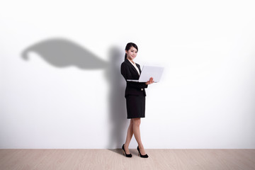 Superhero Business Woman with computer © ryanking999