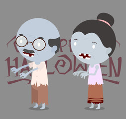 Zombie couple on Halloween celebration