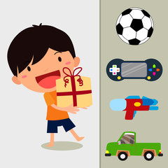 Boy Holding a Gift in a Beautifully Wrapped Box