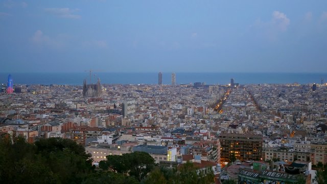 Panorama of Barcelona. After sunset
