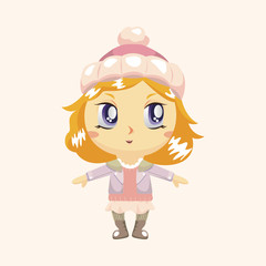 lady girl cartoon theme elements