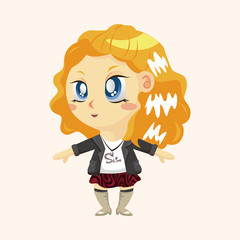 lady girl cartoon theme elements