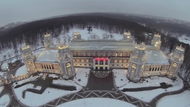 Palace of queen Catherine with illumination at winter