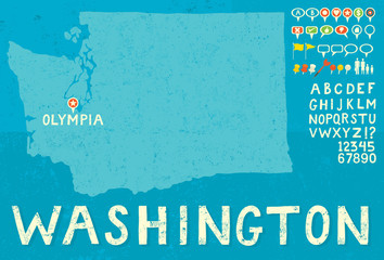 Map of Washington with icons