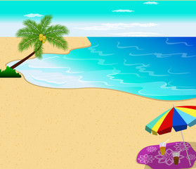 Fototapeta na wymiar Tropical beach with Palm Trees