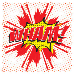 WHAM! wording sound effect set design for comic background