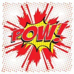 POP! wording in comic speech bubble in pop art style