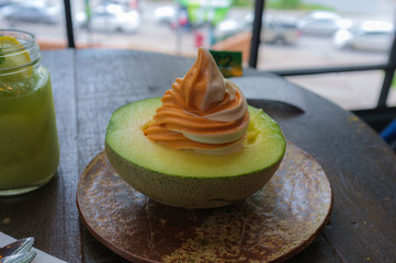 Melon with Soft Cream