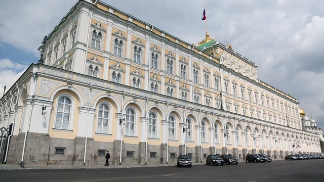Policeman walks near Grand Kremlin Palace for State Council