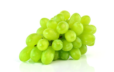 bunch of green grapes on a white background