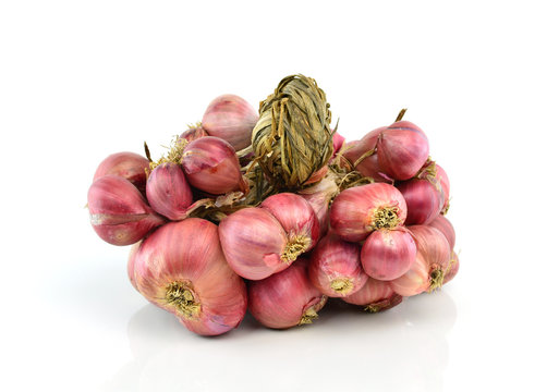 Shallot onions on white background