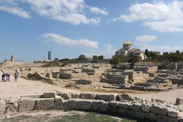 Fototapeta na wymiar Ancient Greek Chersonesus Taurica near Sevastopol in Crimea