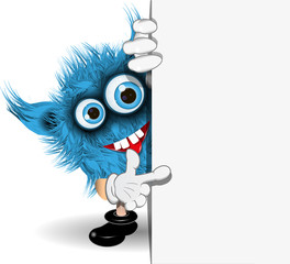 Blue Monster over White Background
