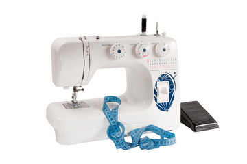 sewing machine with pedal white background