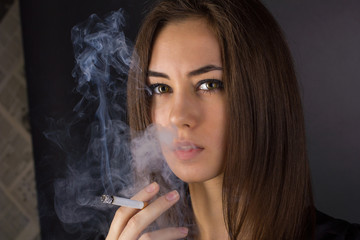 portrait of a girl with a cigarette