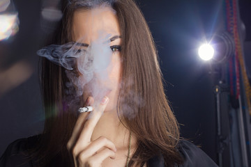 portrait of a girl with a cigarette