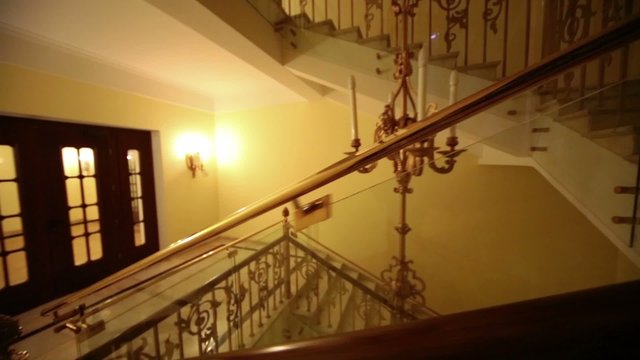 Old styled stairway and lighting in Hotel Hilton Leningradskaya