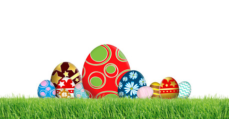 easter color eggs white background